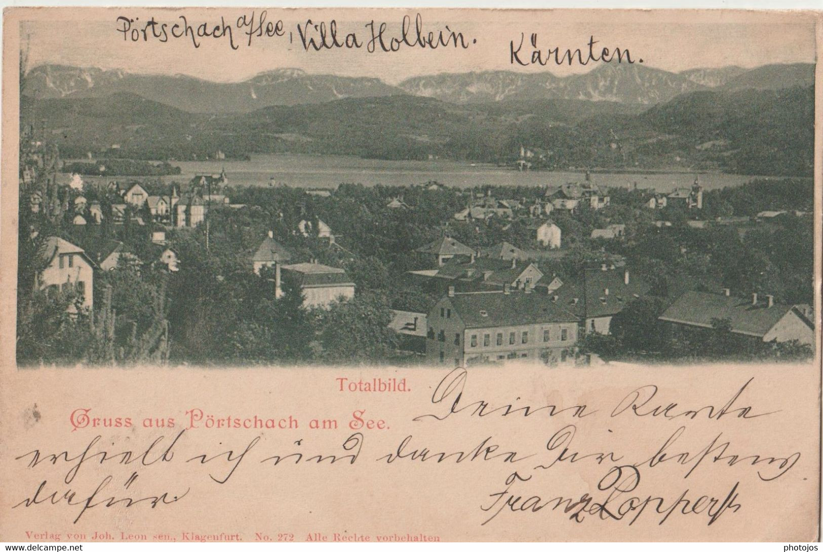 Postkarte  Portschach Am See  (Autriche)   Panorama Vers Le Lac 1899  Précurseur - Pörtschach