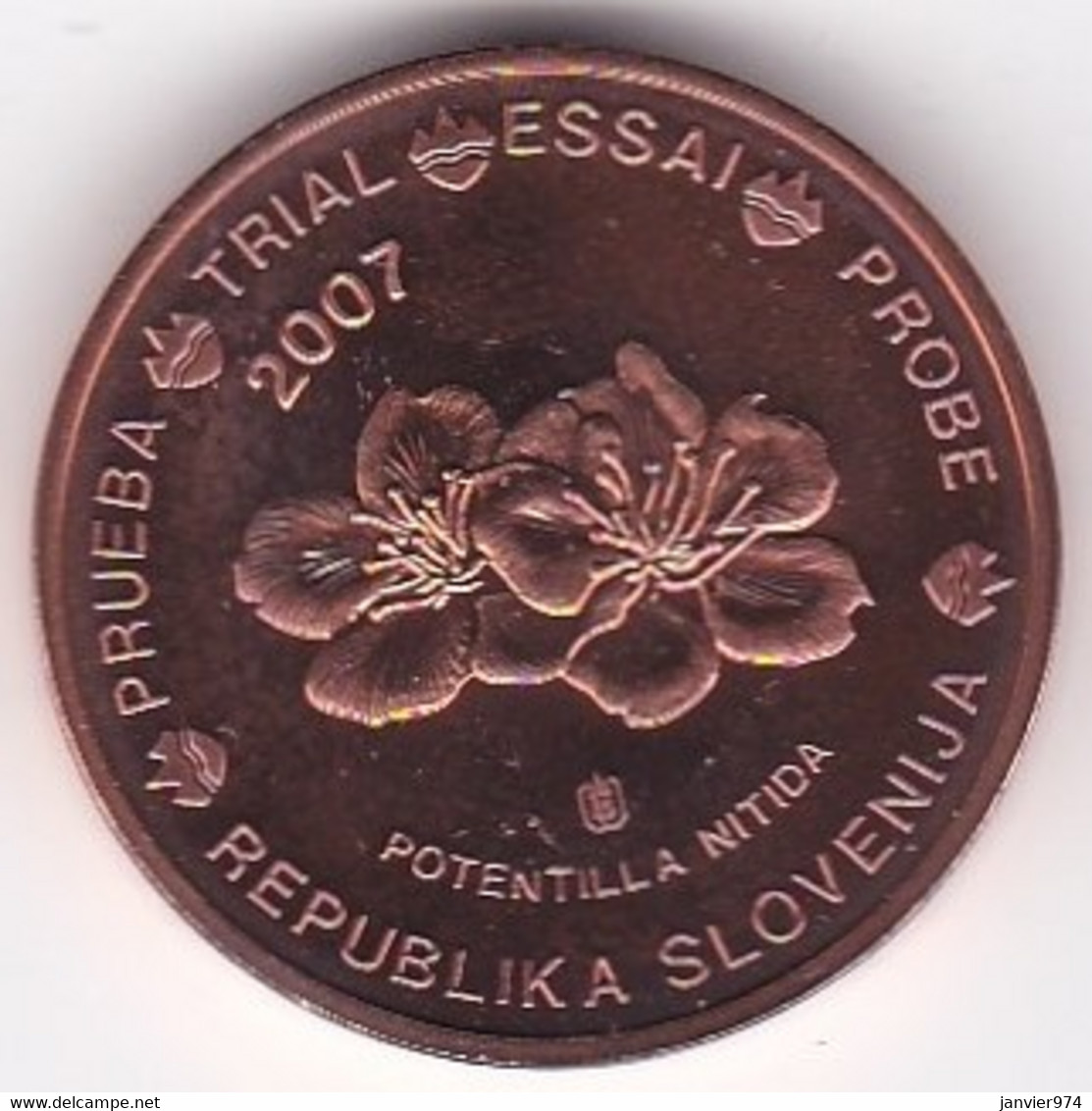 Slovénie 2 Cents 2007. Specimen. Essai Probe - Private Proofs / Unofficial