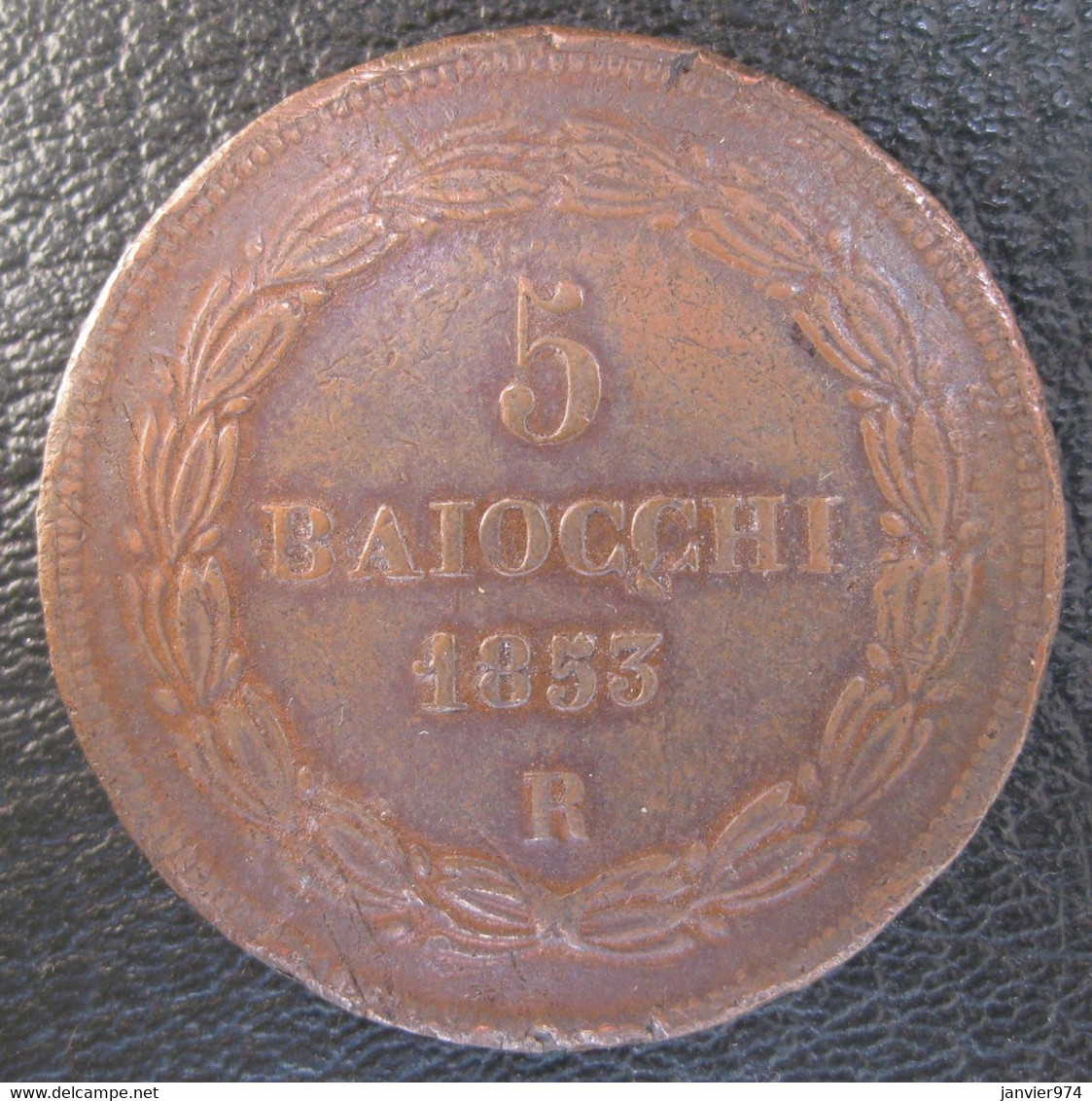 États Pontificaux 5 Baiocchi 1853 R An VII, Pie IX En Cuivre, KM# 1356 - Sonstige & Ohne Zuordnung