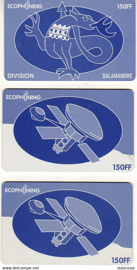 LOT DE 3 Télécartes Sans Doute Utilisées LOGO SALAMANDRE Dos Bleu -  Kaarten Voor Militair Gebruik