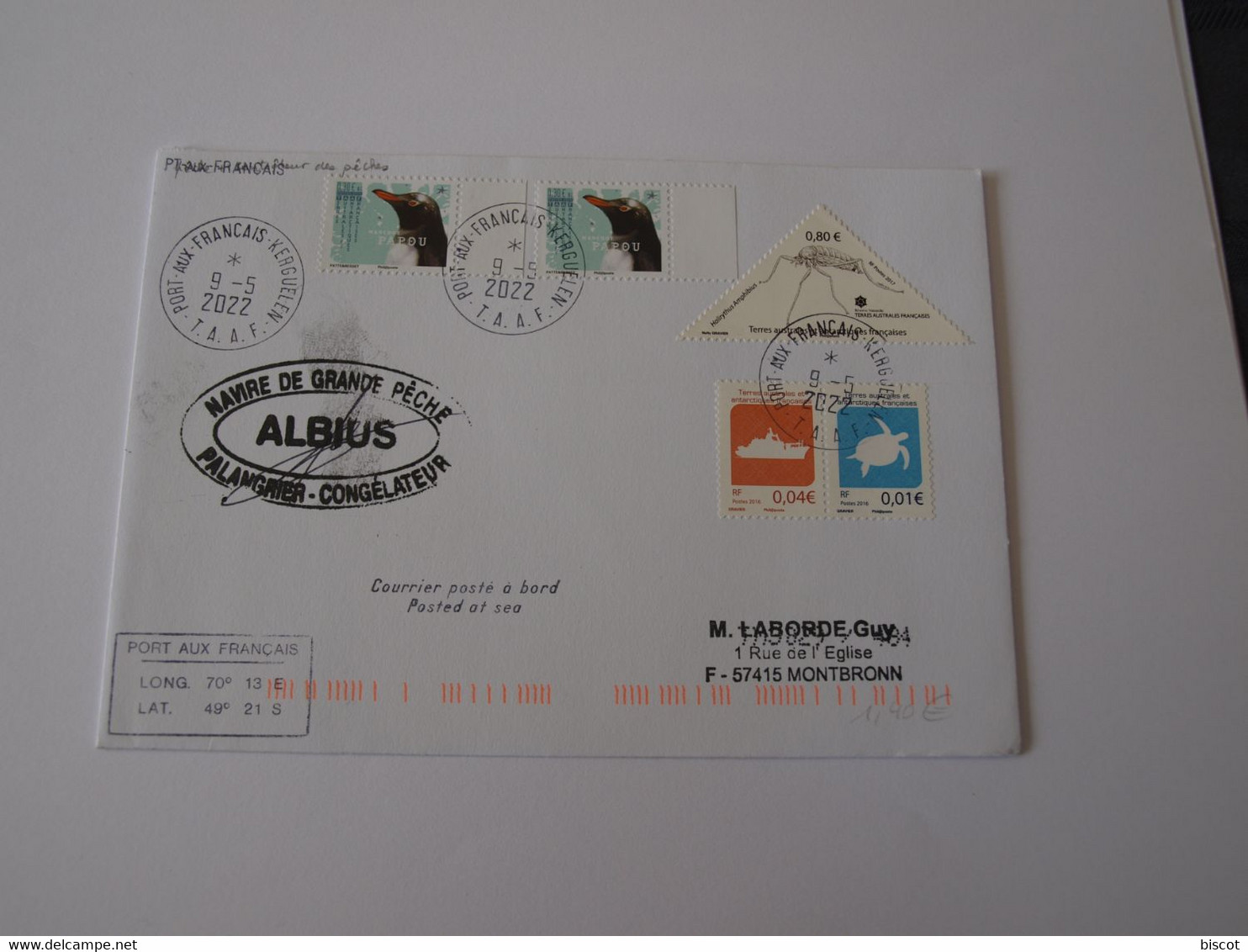 Kerguelen 9  05 2022 Palangrier Albius - Covers & Documents