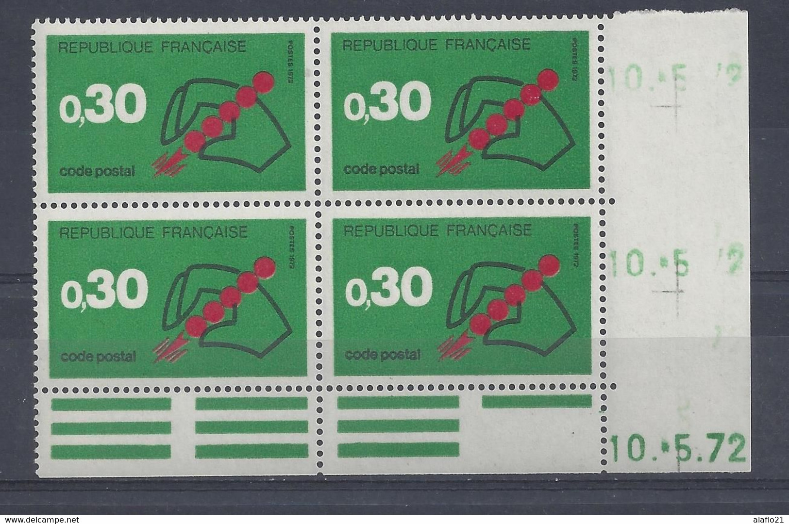 CODE POSTAL N° 1719 - Bloc De 4 COIN DATE - NEUF SANS CHARNIERE - 10/5/72 - 1970-1979