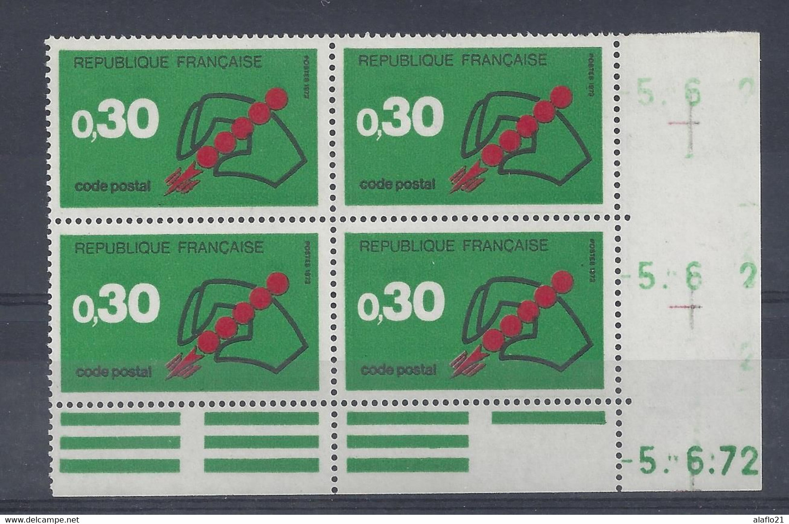 CODE POSTAL N° 1719 - Bloc De 4 COIN DATE - NEUF SANS CHARNIERE - 5/6/72 - 1970-1979