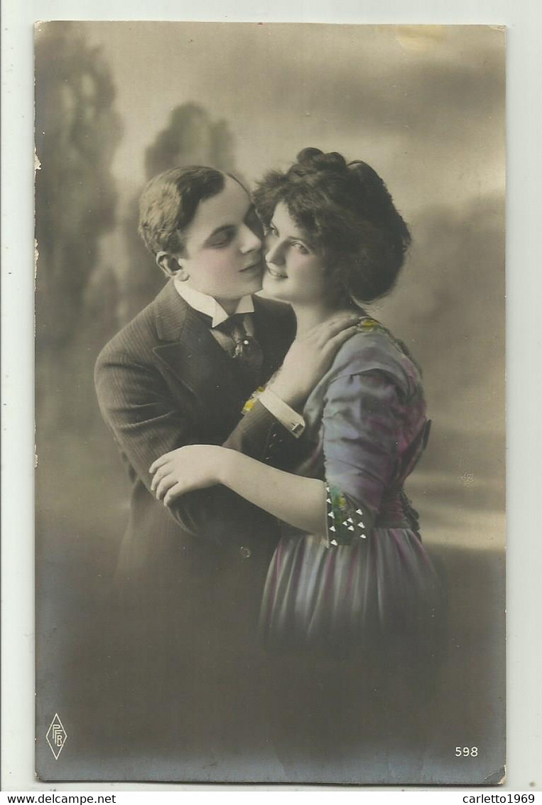 INNAMORATI, BACIO - FOTOGRAFICA   1912  VIAGGIATA FP - Fotografie