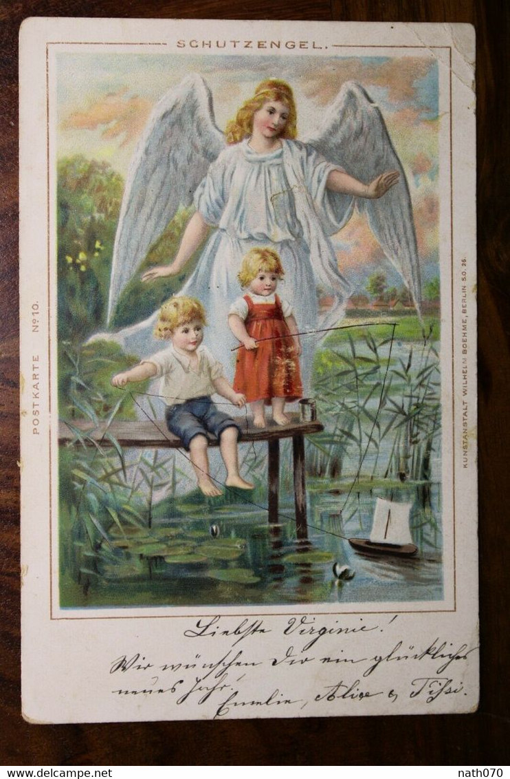 AK CPA 1899 Kinder Enfant Jugendstil Art Nouveau Illustrateur Engel Litho Ange Voir Dos Taxe - Engel