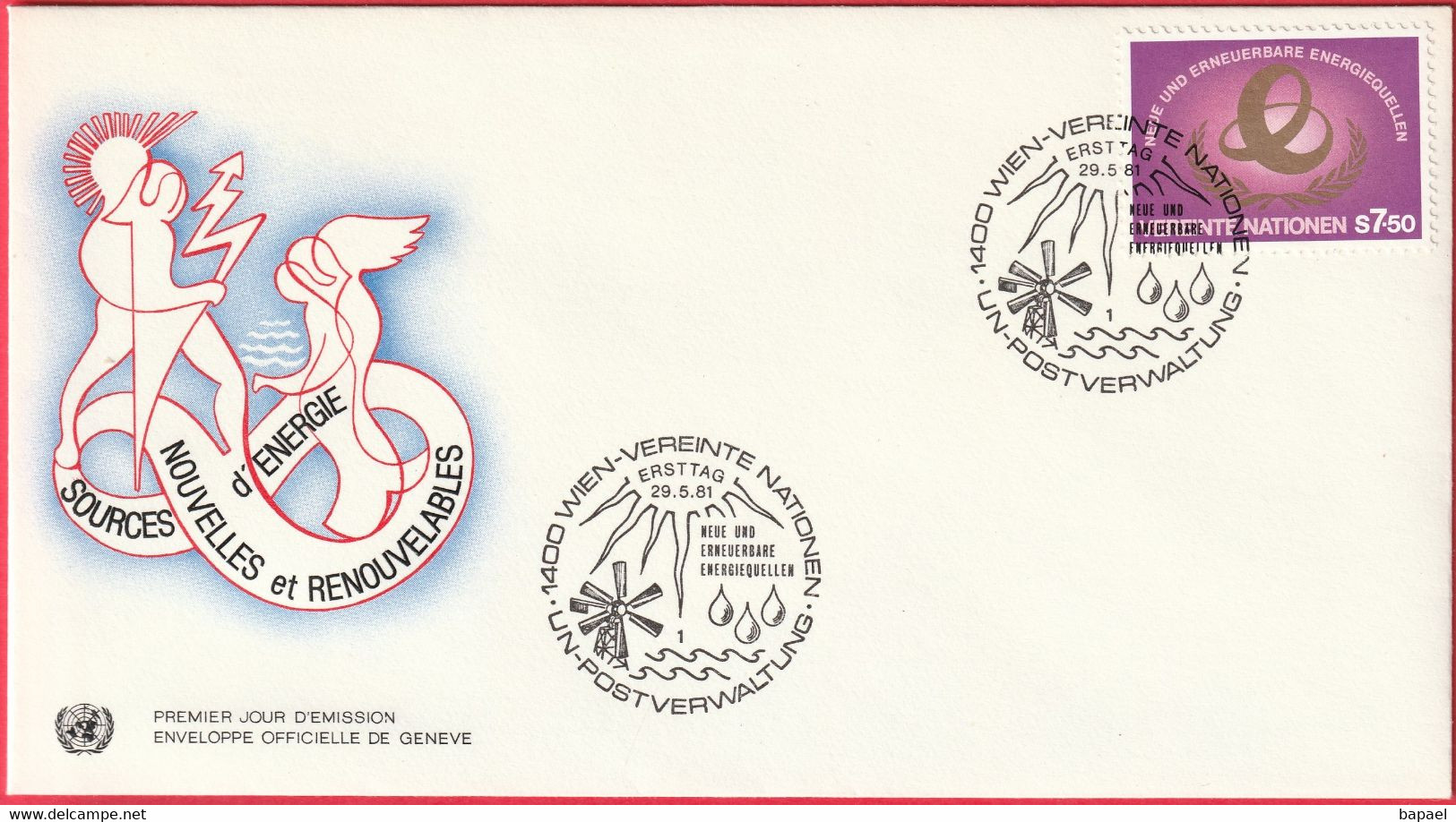 FDC - Enveloppe Nations Unies - Wien (29-5-81) - Sources Energie Nouvelles Et Renouvelables (1) - Briefe U. Dokumente