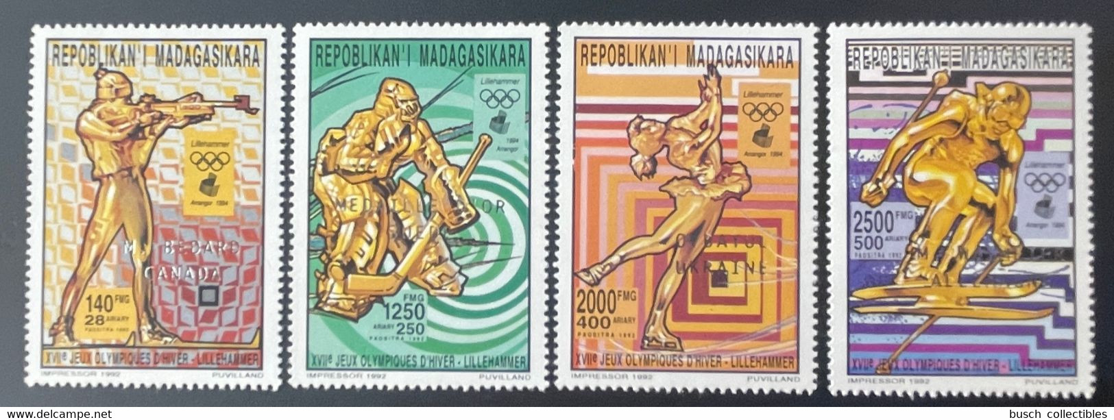 Madagascar Madagaskar 1994 Mi. 1696-1699 AA Silver Overprint Olympic Games Winter Lillehammer Jeux Olympiques Hiver Ski - Hiver 1994: Lillehammer