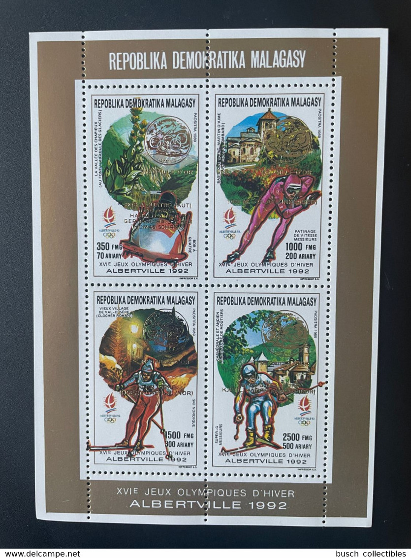 Madagascar Madagaskar 1992 / 1993 Mi. 1547 - 1550A Klb. Gold Overprint Jeux Olympiques Hiver Albertville Olympic Games - Hiver 1992: Albertville