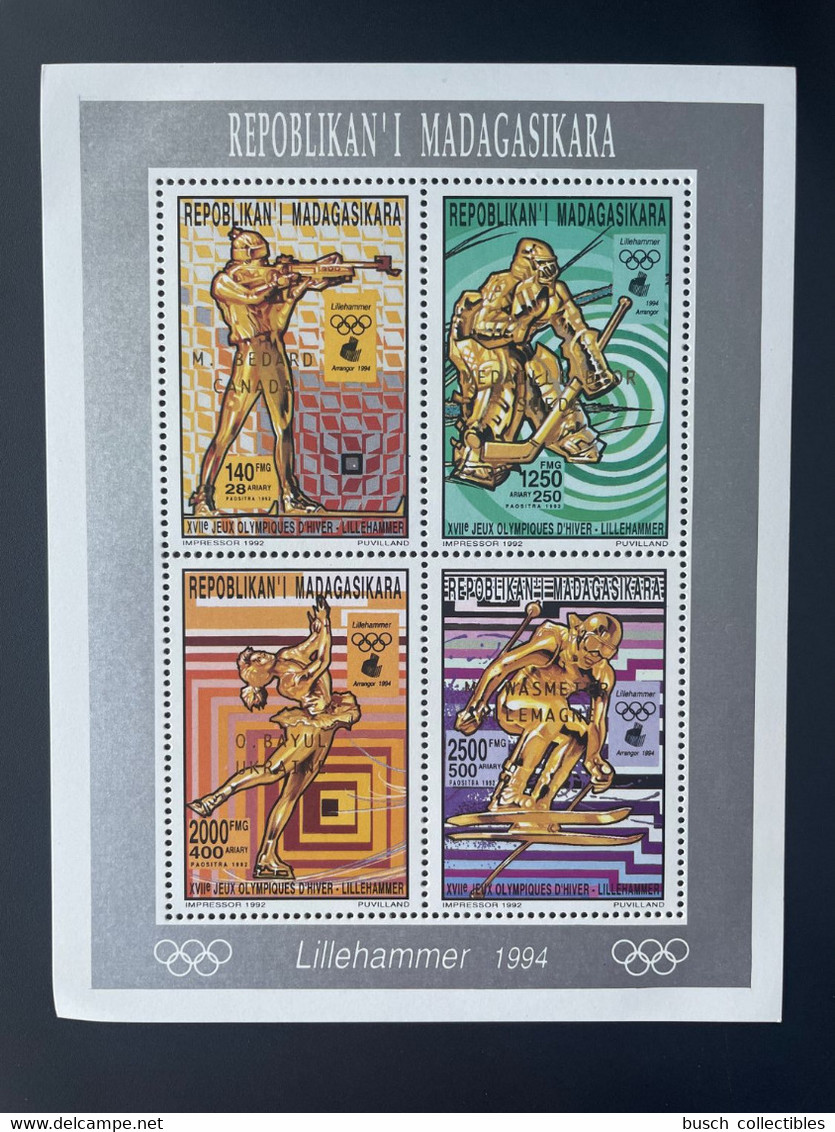 Madagascar Madagaskar 1994 Mi. 1696-1699 BA Gold Overprint Olympic Games Winter Lillehammer Jeux Olympiques Hiver Ski - Ski