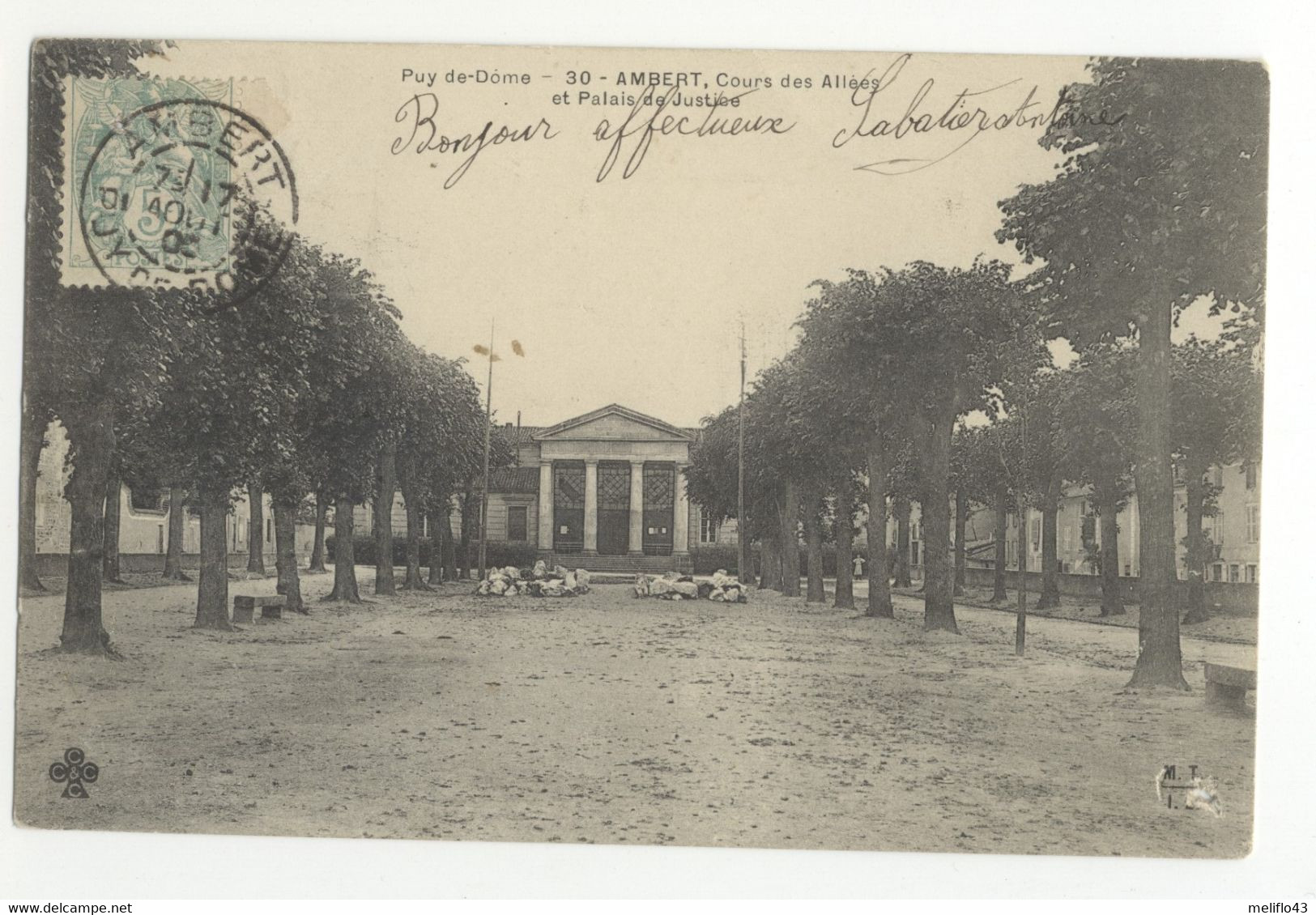 63/ CPA - Ambert - Cours Des Allées Et Palais De Justice - Ambert