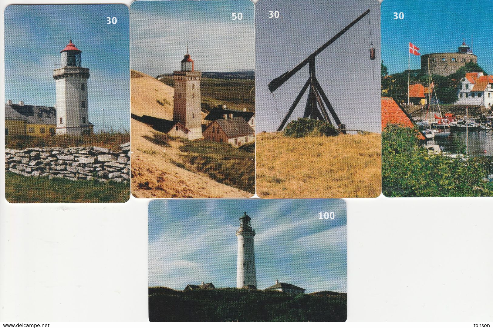 Denmark, 5 Different Lighthouses, 2 Scans. - Phares