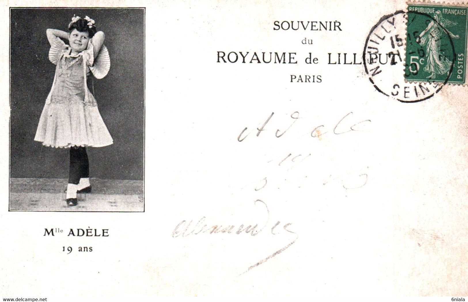 13409 Souvenir Du ROYAUME De LILLIPUT  Paris Mademoiselle ADELE 19 Ans ( Recto Verso) Phénomènes De Foire - Circo