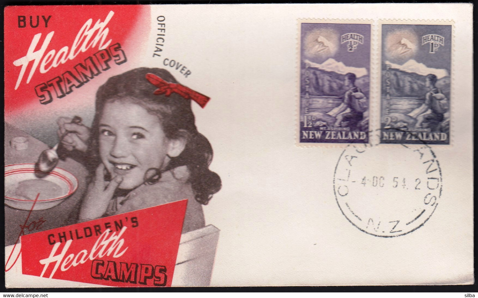 New Zealand Claudelands 1954 / Health Stamps, Young Climber And Mt. Aspiring / Children's Health Camps - Brieven En Documenten