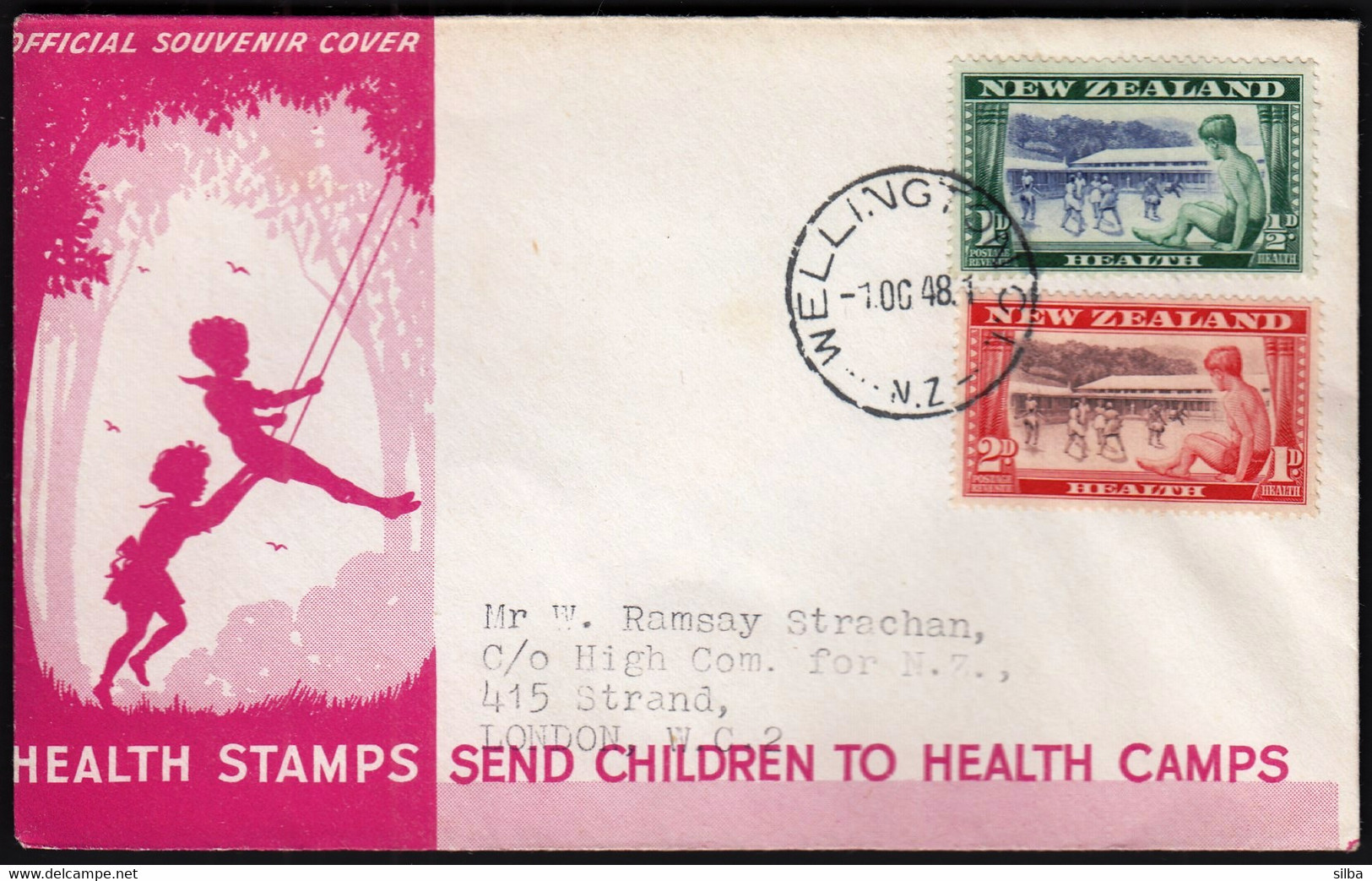 New Zealand Wellington 1948 / Health Stamps / Children's Health Camps - Lettres & Documents