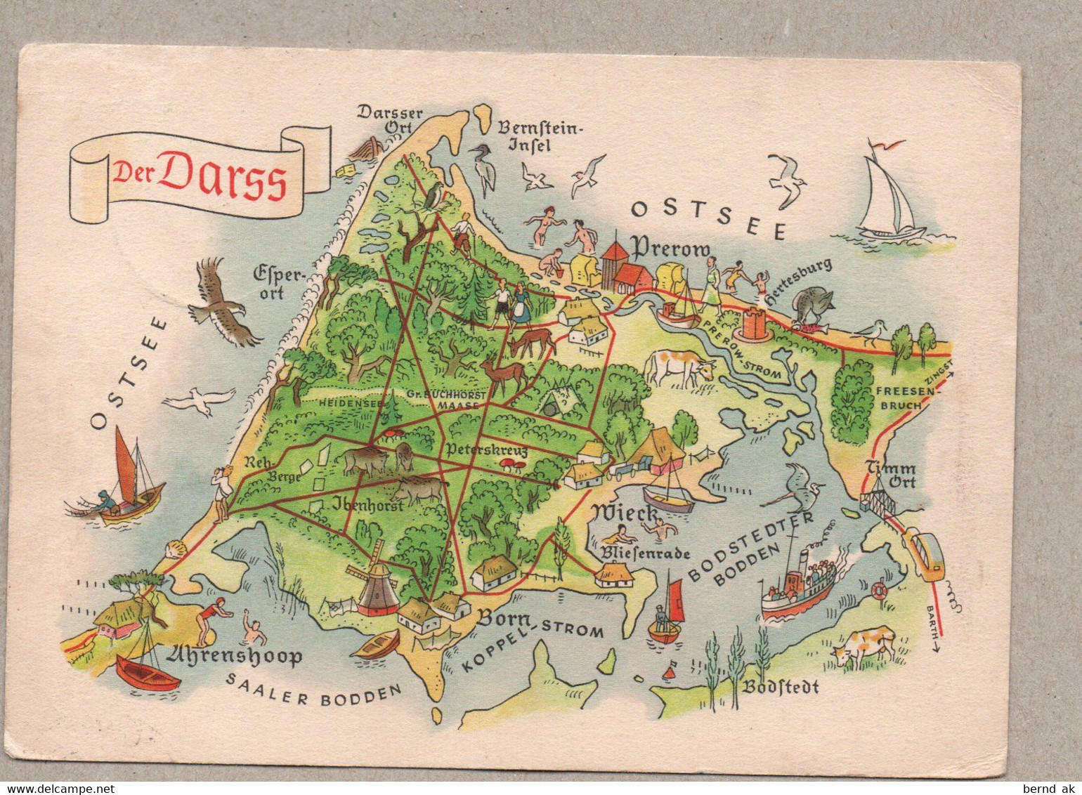 BRD  (DDR-Zeit) - AK:  Landkarte Mit Sehenswürdigkeiten - Der Darss - Andere & Zonder Classificatie