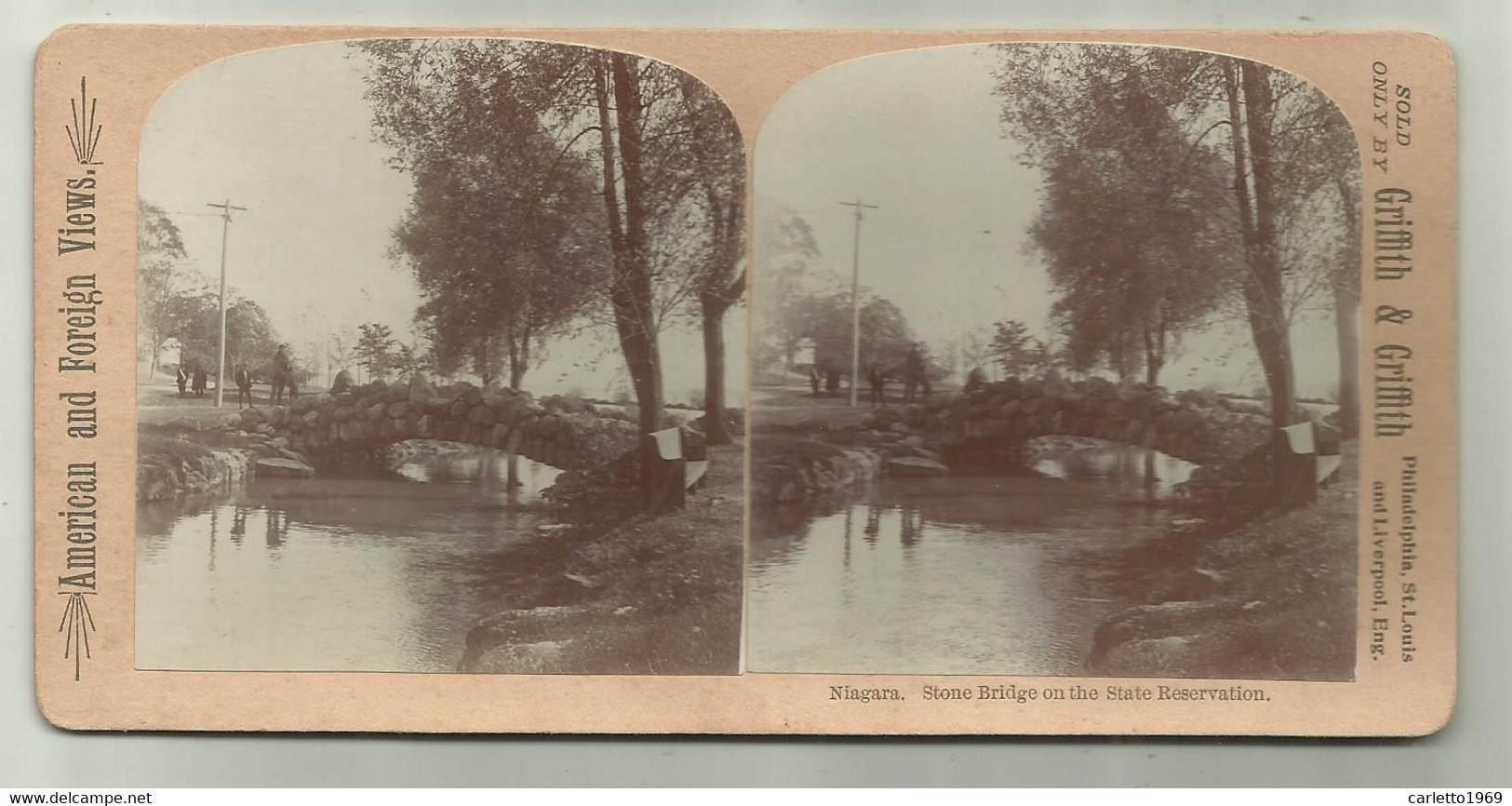 NIAGARA STONE BRIDGE ON THE STATE RESERVATION STERESCOPICA EDIT. GRIFFITH & GRIFFITH - Stereoscopic