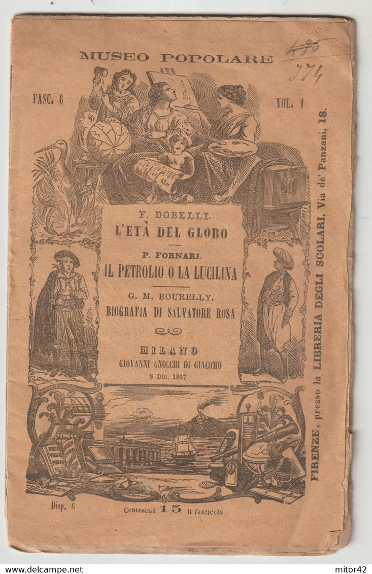 1867-sc.7-Libro Opuscolo Museo Popolare-L'Età Del Globo-Il Petrolio O La Lucilina-Ed. Gnocchi-Milano-pag.32 + Copertina - Manuali Per Collezionisti