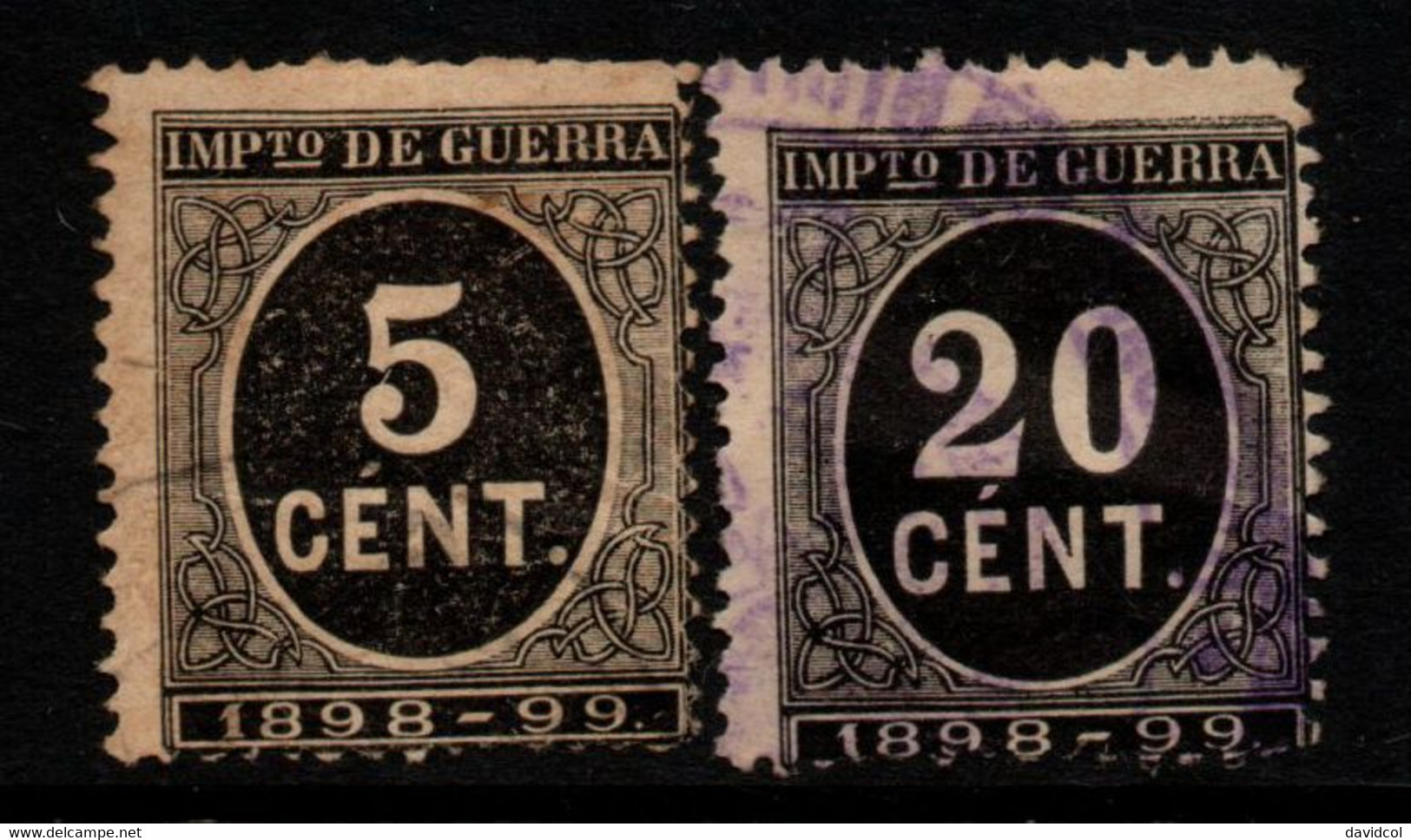 0145- SPAIN 1898 - SC#: MR23, MR26 - MNG/USED - WAR TAX STAMPS - Military Service Stamp