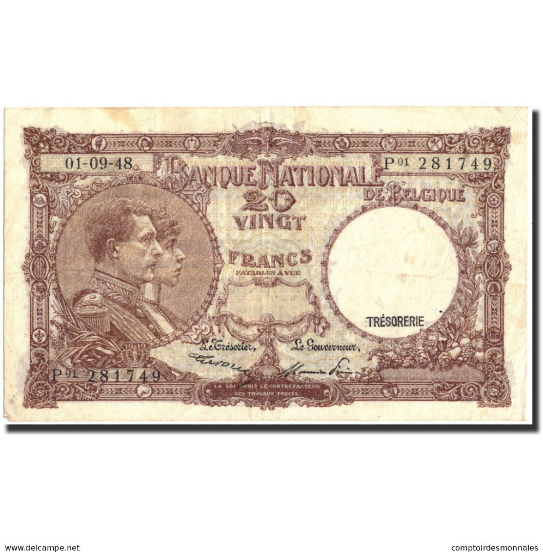 Billet, Belgique, 20 Francs, 1948, 1948-09-01, KM:116, TB - 20 Francs