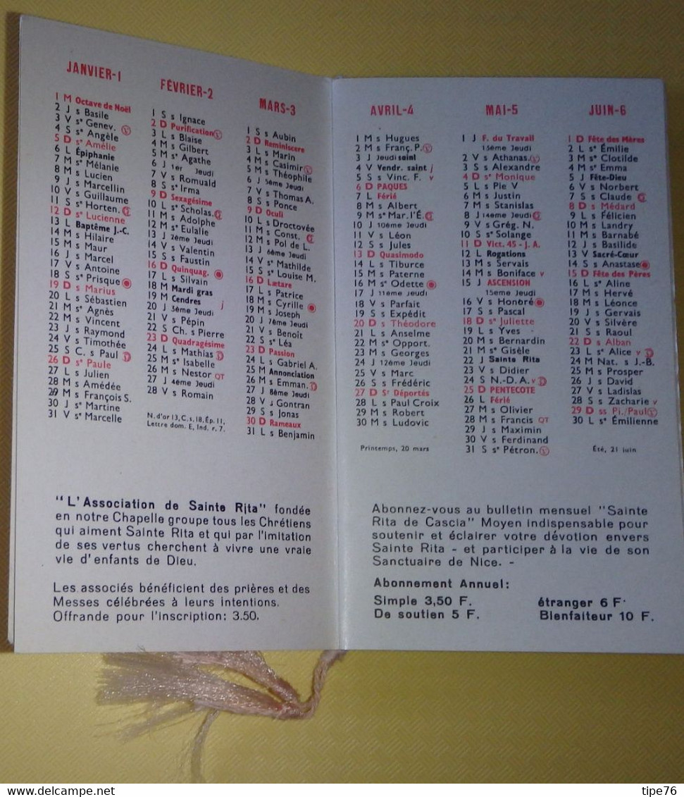Petit Calendrier De Poche 1969 Sainte Rita - Petit Format : 1961-70