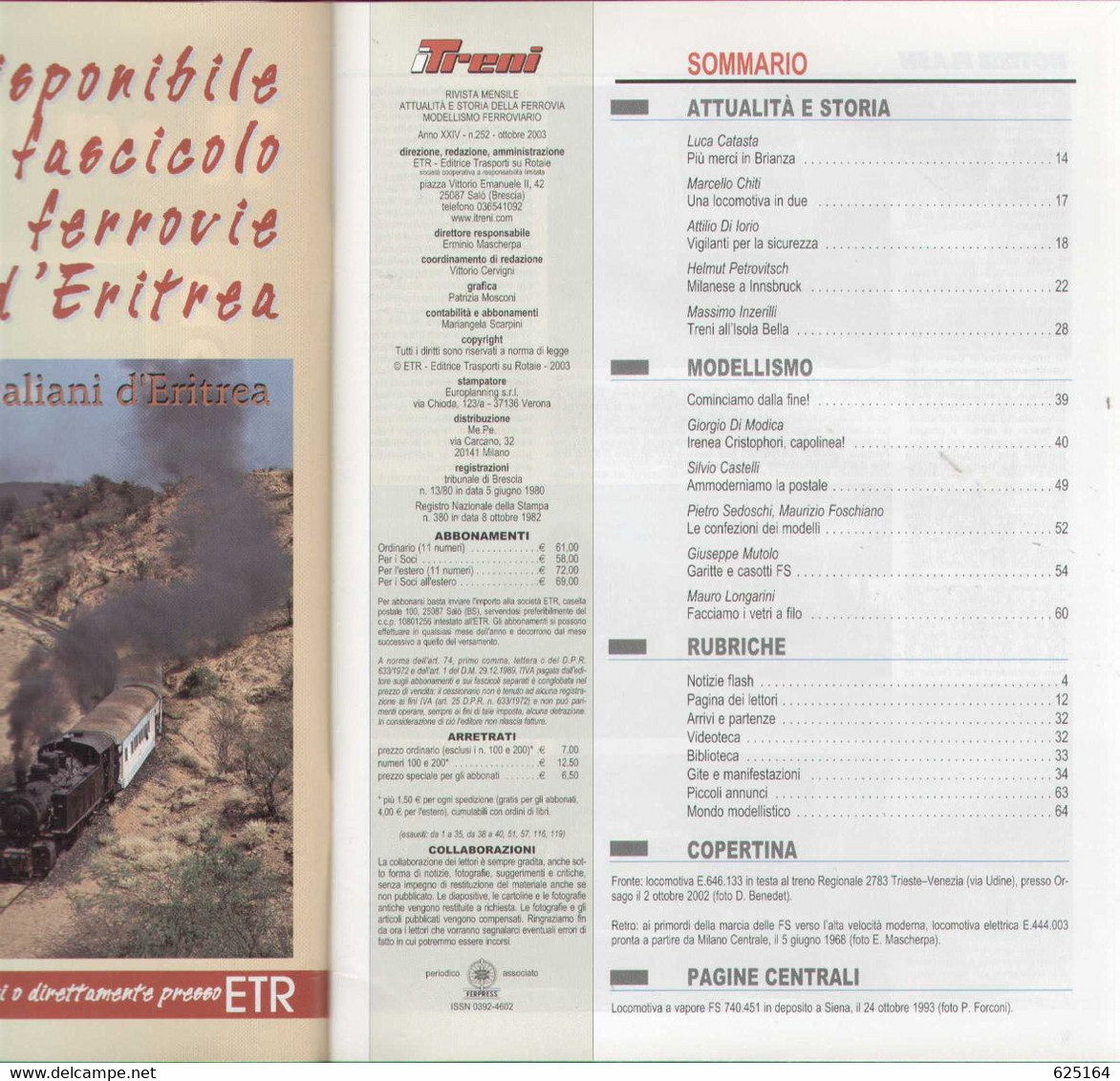 Magazine I TRENI Ottobre 2003 N. 252 - En Italien - Non Classés