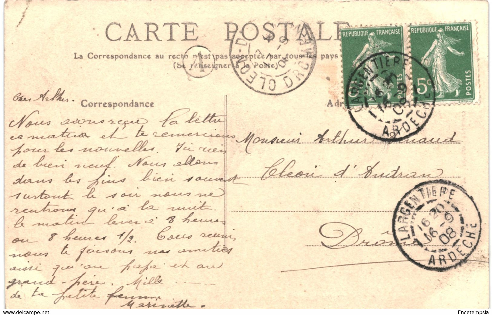CPA-Carte Postale France  Largentière Hôtel Des Postes 1908 VM55851 - Largentiere
