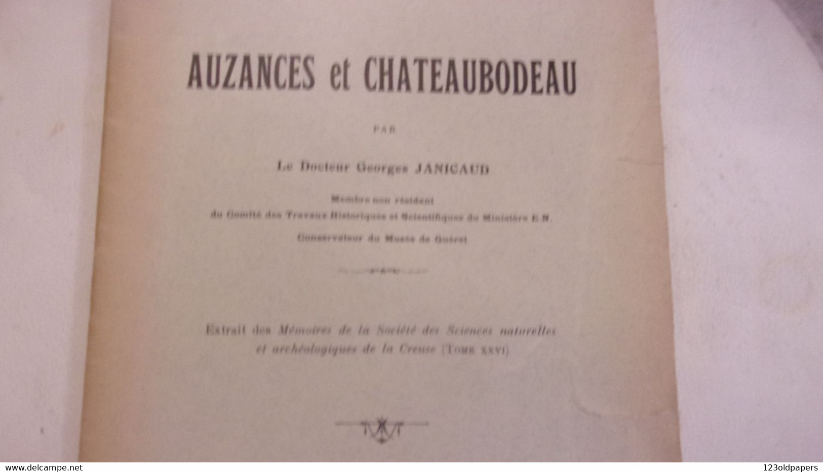 CREUSE EO 1936 AUZANCES ET CHATEAUBODEAU DOCTEUR JANICAUD - Limousin