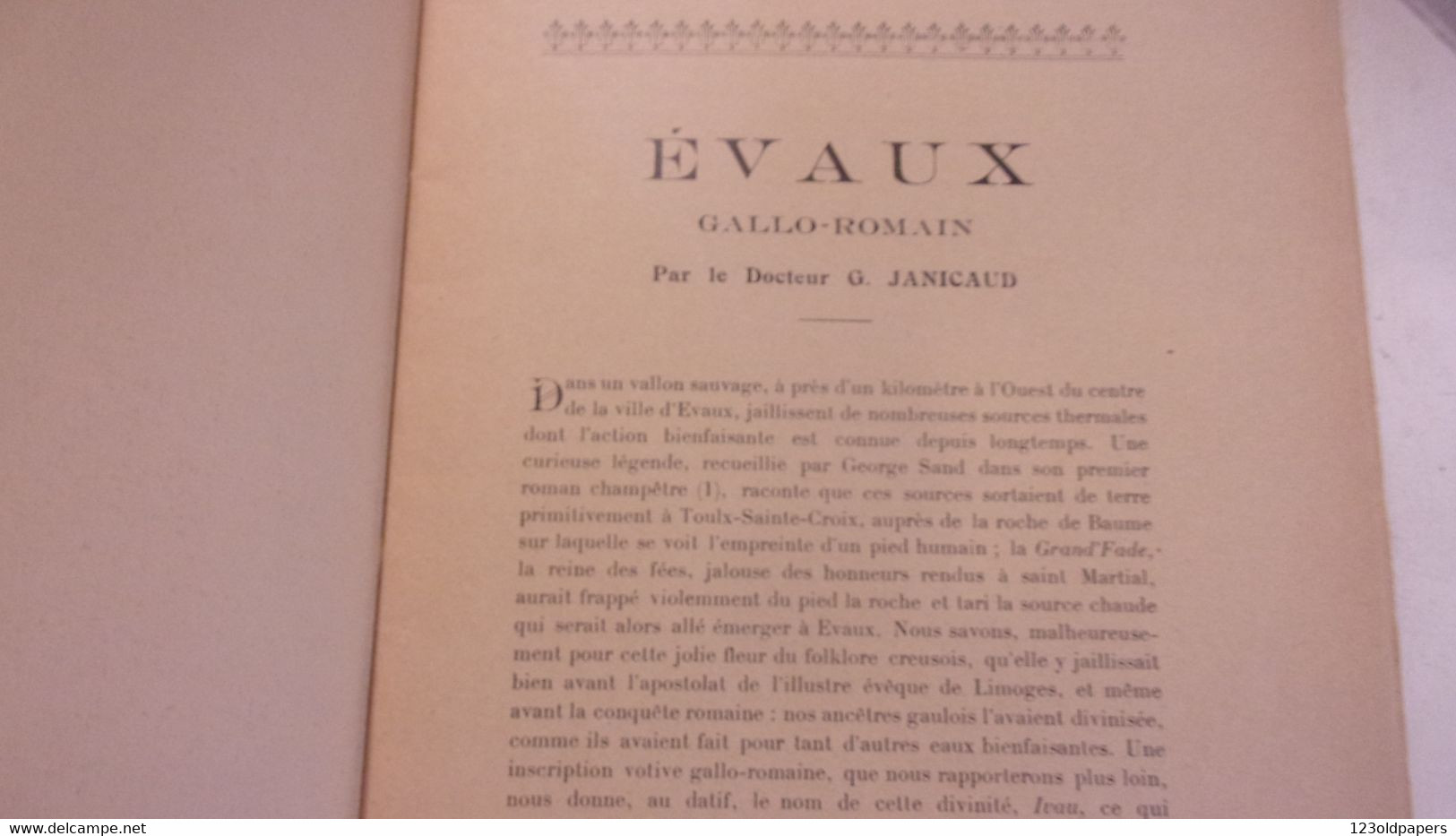 CREUSE EO EVAUX GALLO ROMAIN  1934 DOCTEUR JANICAUD - Archeology