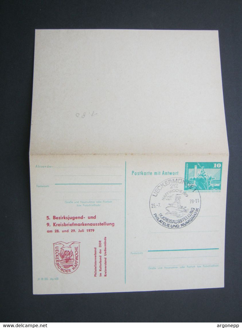 UECKERMÜNDE , Doppelganzsache , Sonderkarte (Zudruck) Mit Sonderstempel - Cartes Postales Privées - Oblitérées