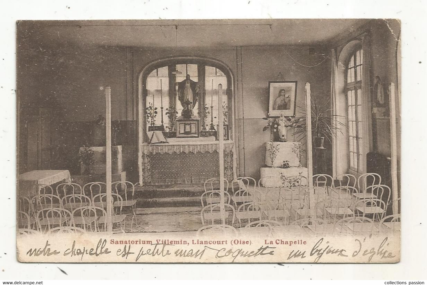 Cp, 60 , LIANCOURT ,sanatorium VILLEMIN , La Chapelle , Voyagée 1937 - Liancourt