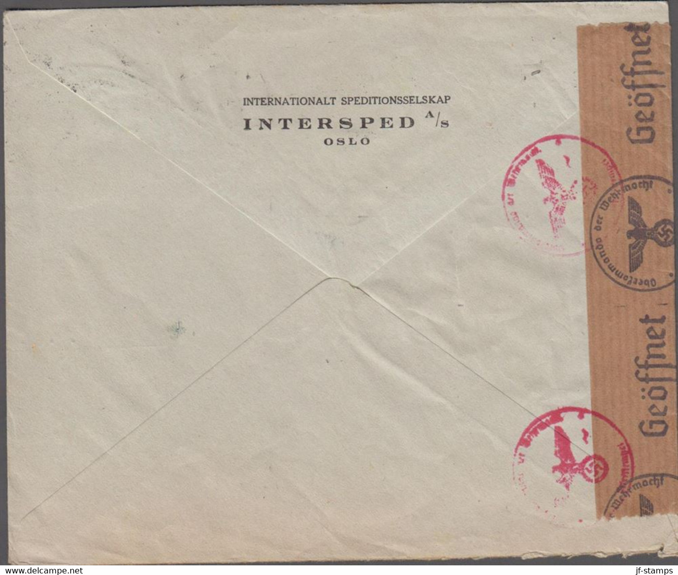 1941. NORGE. 45 ØRE LUFTPOST On Censored Cover To Berlin Cancelled OSLO 2 5. 41. MED LUFTPO... (Michel A 136) - JF524466 - Covers & Documents