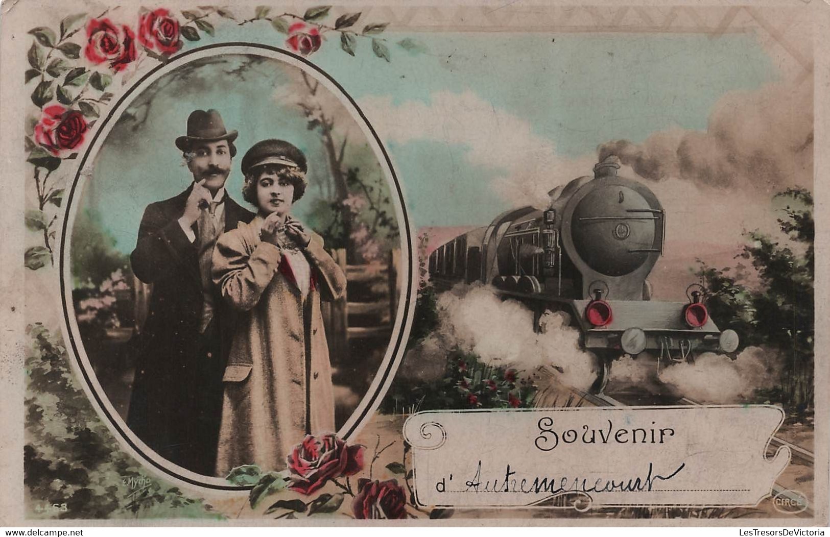 CPA Souvenir D'Autremencourt - Carte Multivues Train - Circé - 1910 Envoyé En Autriche - Gruss Aus.../ Gruesse Aus...