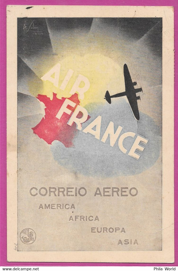 AIR FRANCE BRESIL BRAZIL CPNA 22 Carte Postale Nouvel An Voeux 1938 TàD Du 1er JANVIER De RIO > BERLIN Allemagne Germany - Cartas & Documentos