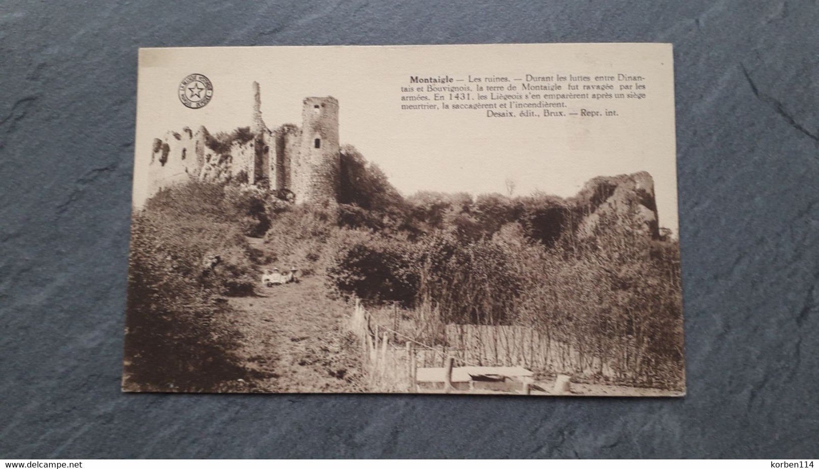 MONTAIGLE LES RUINES  +  ACHTERZIJDE CARTE D'HONNEUR - Onhaye