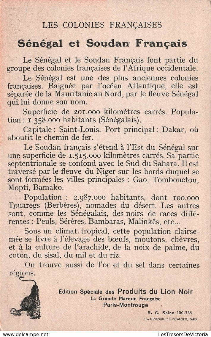 CPA Colonies Françaises - Le Sénégal Et Le Soudan Francais - Edition Spéciale Des Produits Du Lion Noir - Afrique