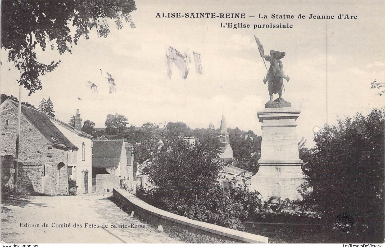 CPA France - Alise Ste Reine - La Statue De Jeanne D Arc - Eglise Paroissiale - Edition Comité Des Fêtes De Ste Reine - Otros & Sin Clasificación