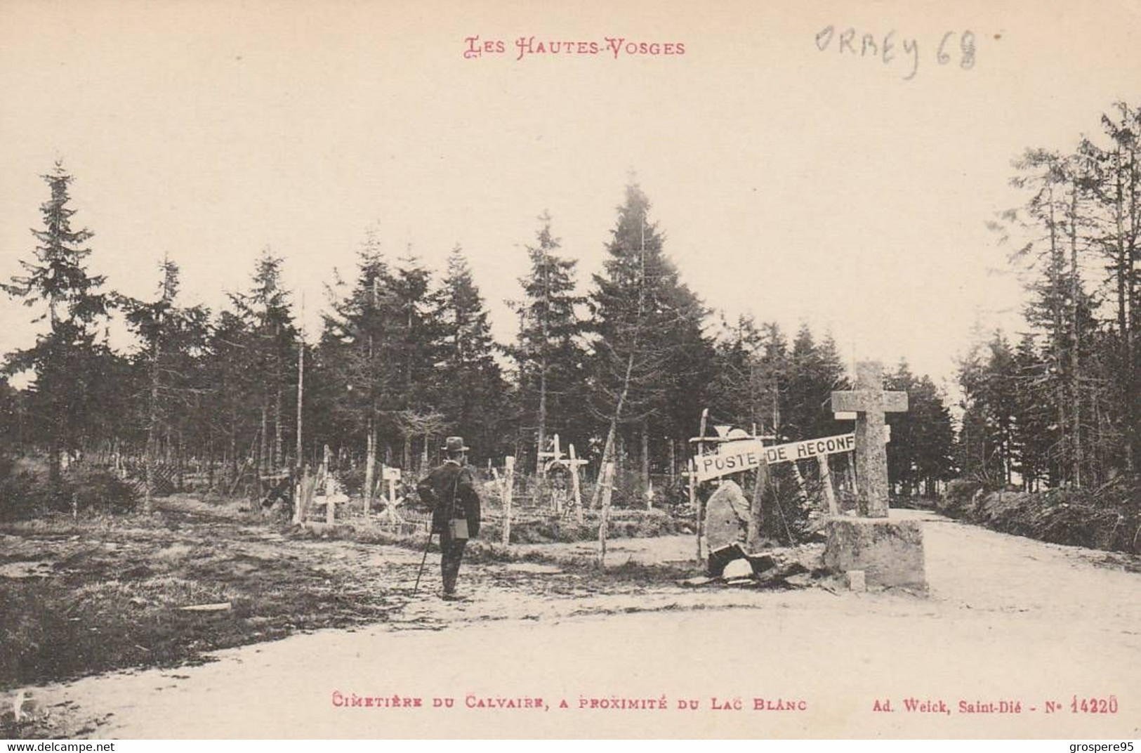 ORBEY CIMETIERE DU CALVAIRE A PROXIMITE DU LAC BLANC VERSO CACHET RESTAURANT L GERARD LAC NOIR - Orbey