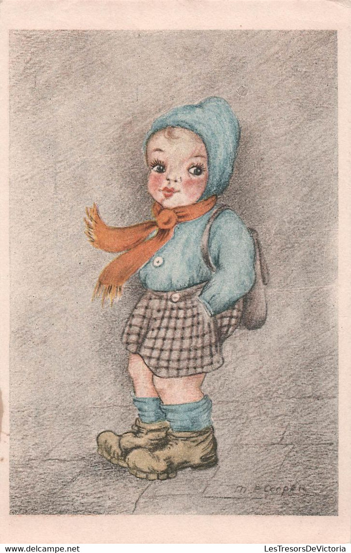 CPA Illustrateur Cooper - Fillette Avec Capuche Et Echarpe Orange - Autres & Non Classés