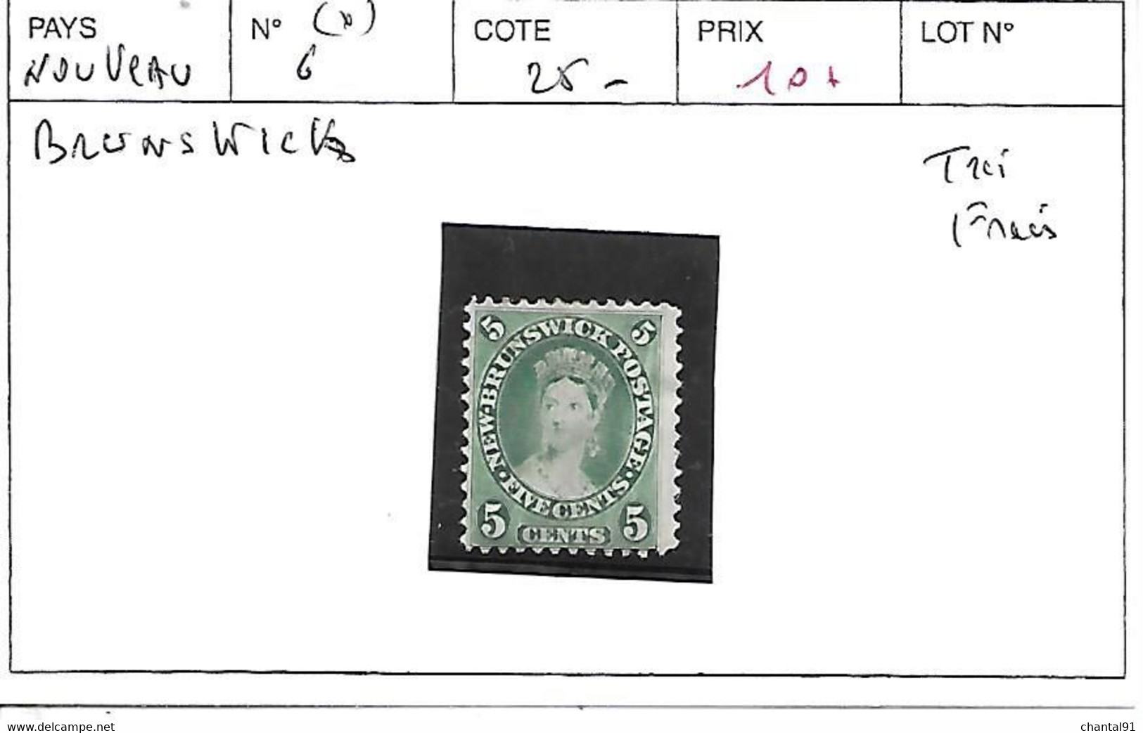 NOUVEAU BRUNSWICKS N° 6 (*) - Unused Stamps