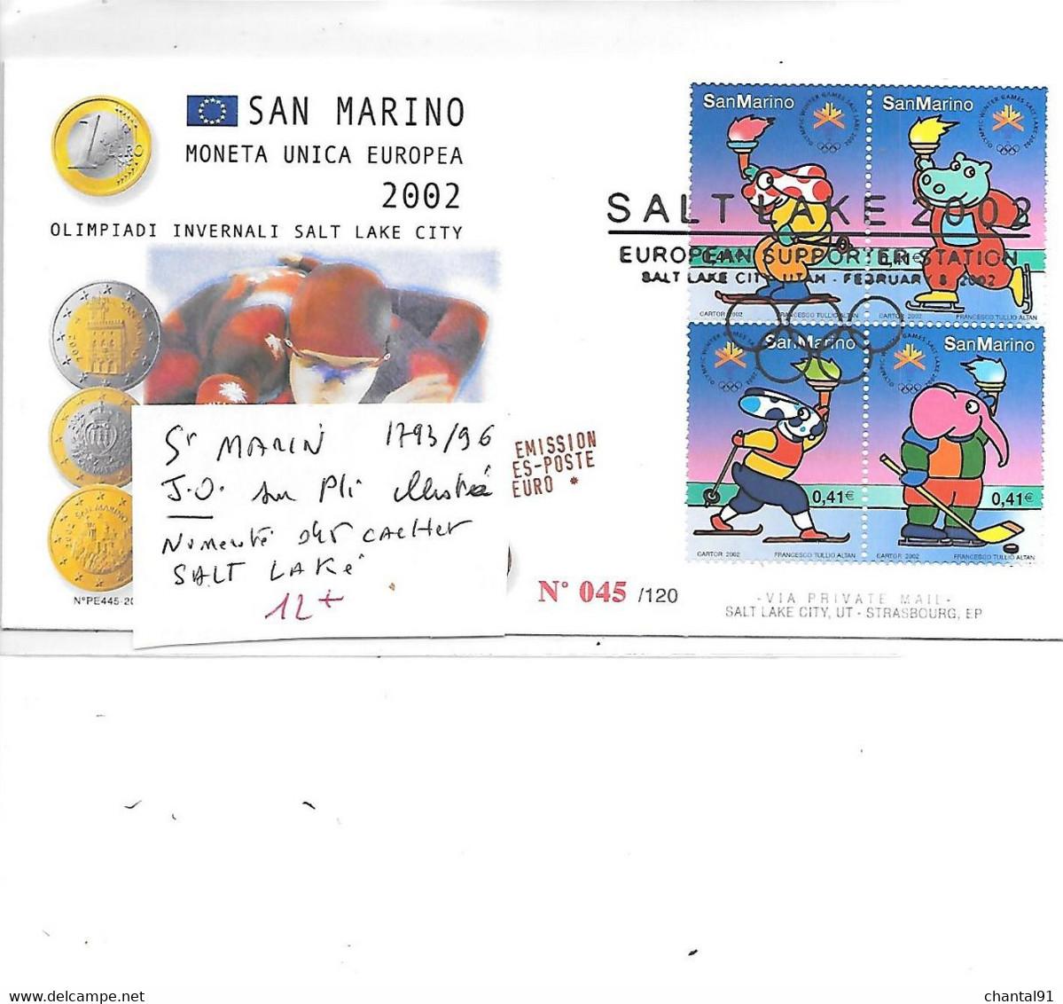 SAINT MARIN  N° 1793/96 SUR PLI ILLUSTREE NUMEROTEE - Winter 2002: Salt Lake City - Paralympics