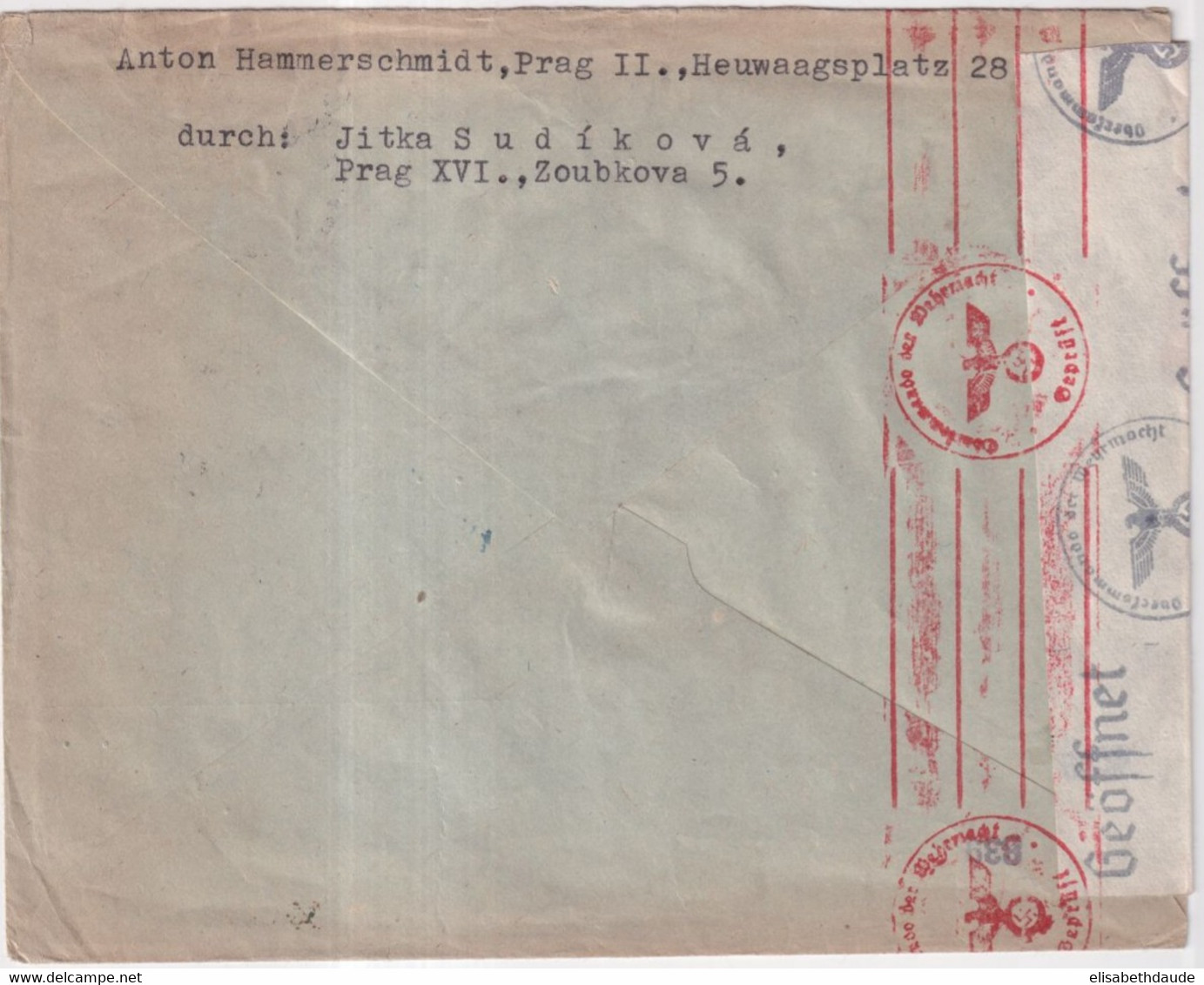 1941 - BÖHMEN UND MÄHREN - MARQUE  PROPAGANDE De GUERRE VIKTORIA !! Sur ENVELOPPE CENSUREE De PRAGUE => BRATISLAVA - Cartas & Documentos