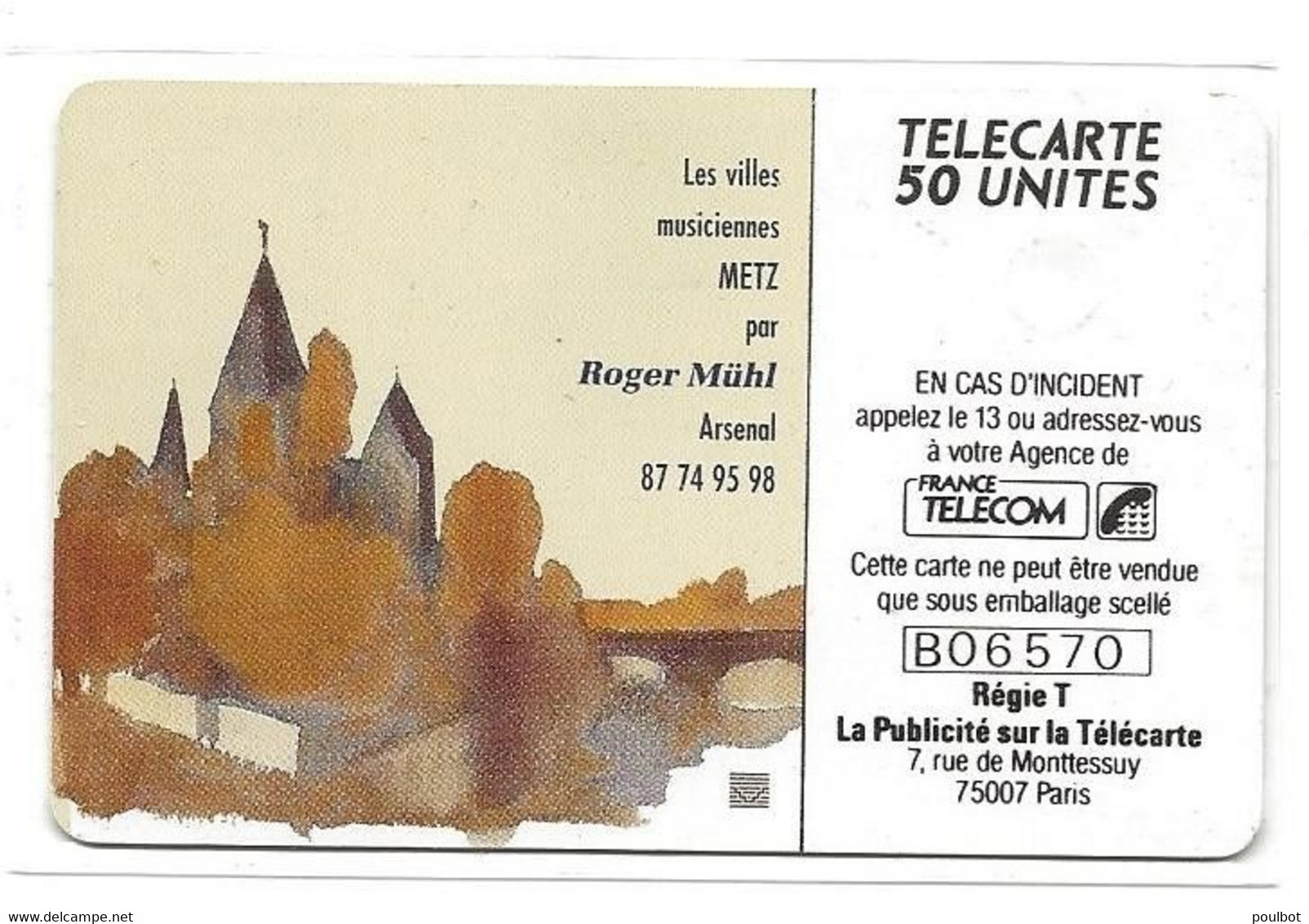 Télécarte F126 Metz Ville Musicienne - 1990