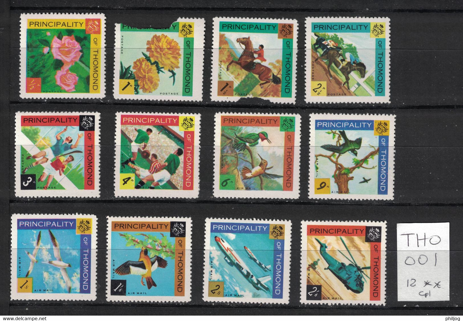 Irlande - Thomond Série De 12 Timbres Neufs SANS Charnière - Oiseaux, Chevaux, Avions, Sports - Préphilatélie