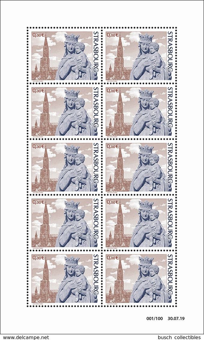 France 2019 - Feuillet Kleinbogen 0 € " STRASBOURG " Cathédrale Münster Cathedral Religion Matej Gabris - Neufs