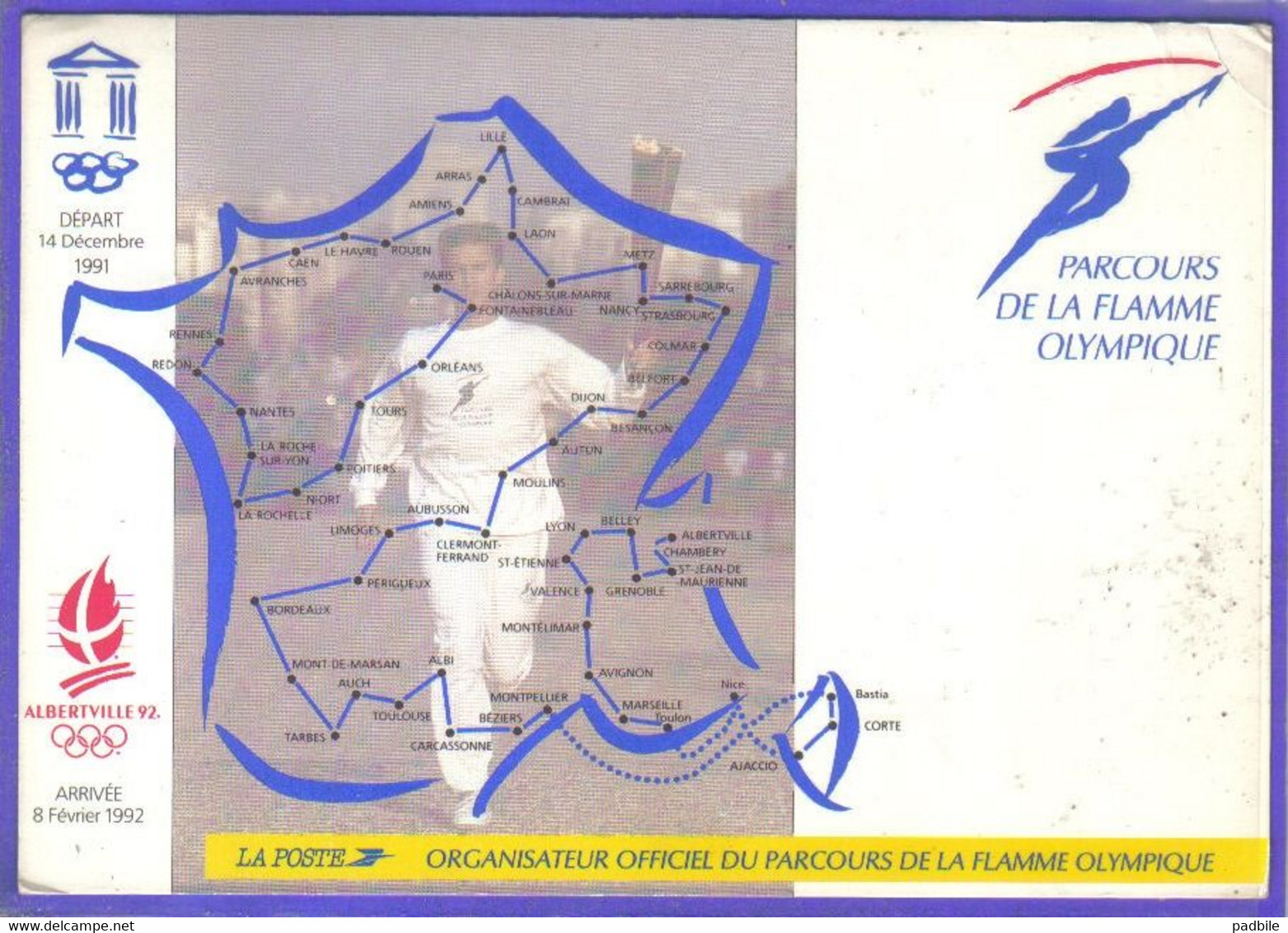 Carte Postale 73. Albertville  Jeux Olympiques  Parcours De La Flamme   Très Beau Plan - Albertville