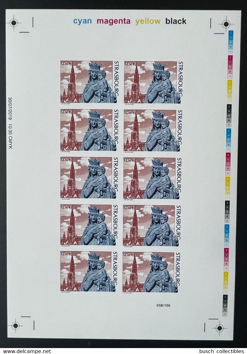 France 2019 - Feuillet CMYK ND IMPERF 0 € " STRASBOURG " Cathédrale Münster Cathedral Religion Matej Gabris - Eglises Et Cathédrales