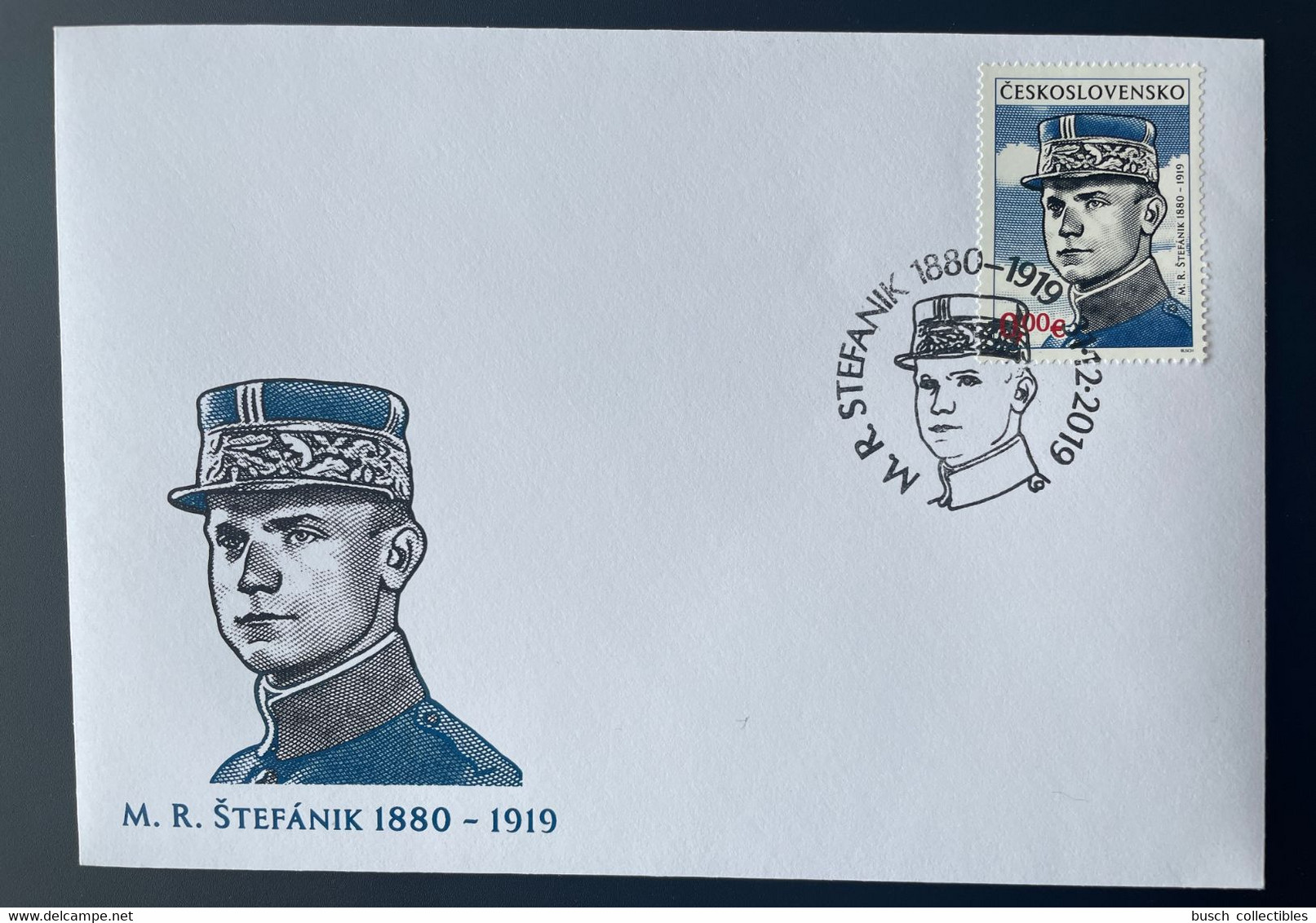 Czechoslovakia 2019 - FDC Premier Jour 0 € " Milan Rastislav Štefánik " Matej Gabris - Variétés Et Curiosités