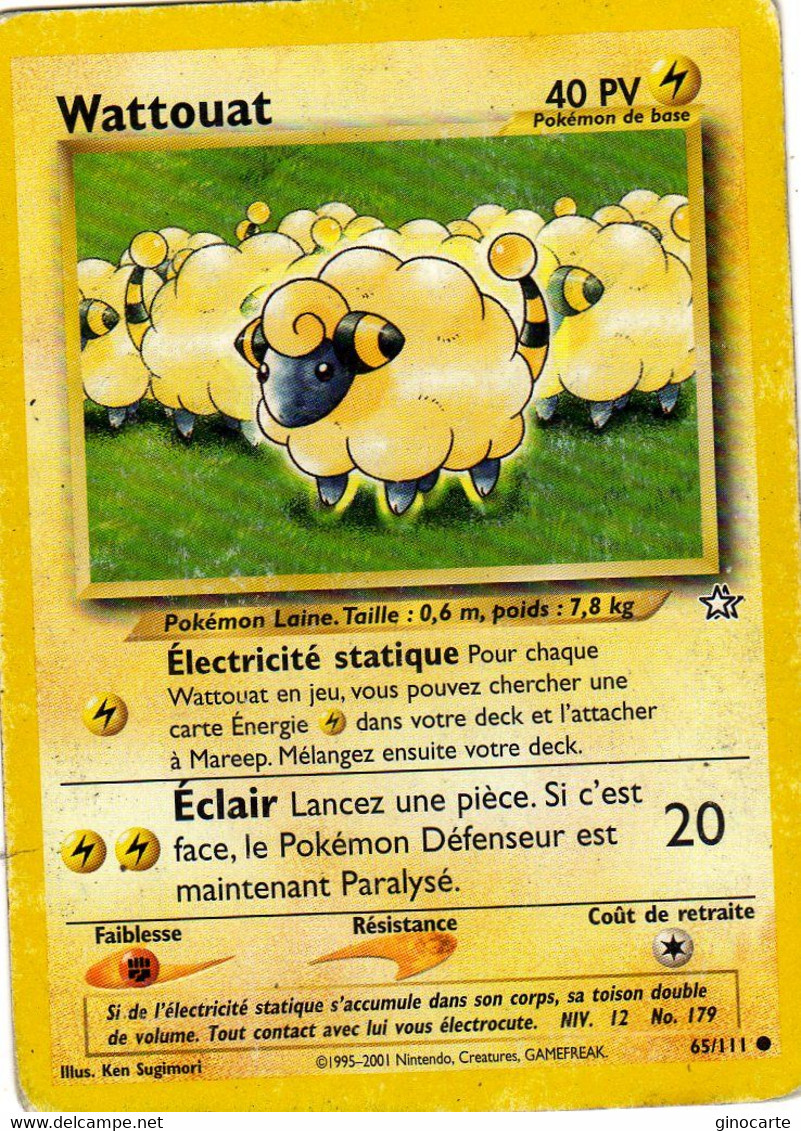 Carte Pokemon 65/111 Wattouat 40pv Wizards Usagée - Wizards