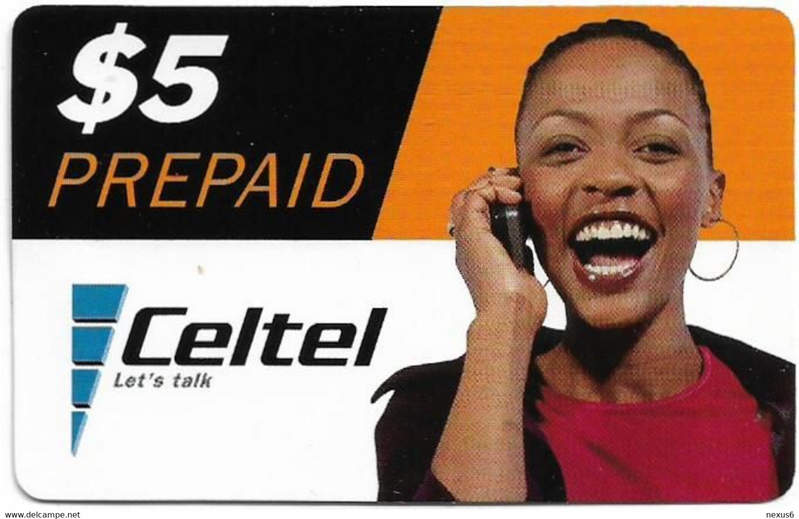 Zambia - Celtel - Lady With Red T-Shirt (Reverse 1), GSM Refill 5$, Used - Zambie