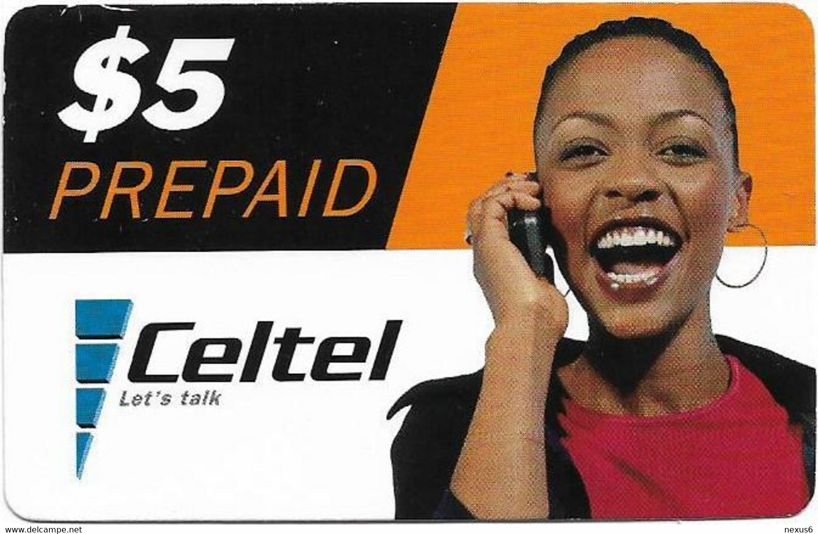 Zambia - Celtel - Lady With Red T-Shirt (Reverse 2), GSM Refill 5$, Used - Zambie